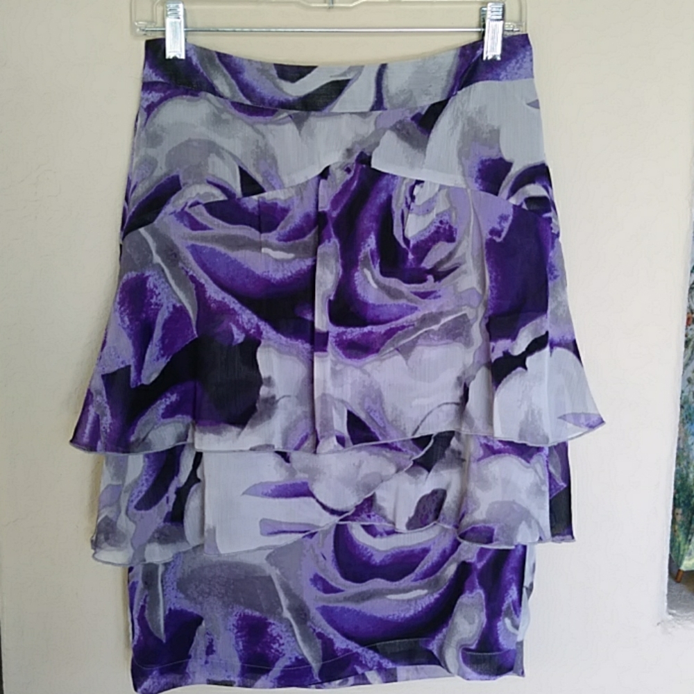 Worthington Purple Black Gray Layered Skirt